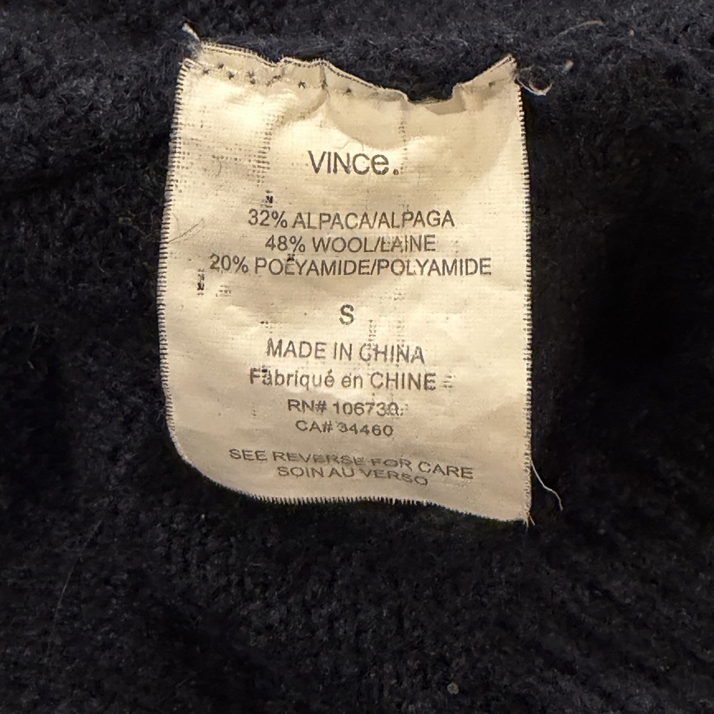 Vince Short Sleeve Cardigan Sweater Size S Navy‎ Blue Alpaca Wool Blend - Picture 4 of 4